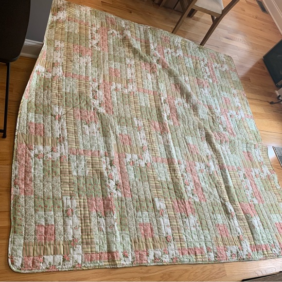 Shabby chic patchwork comforter/quilt and decorative pillow FULL SET - Picture 10 of 10